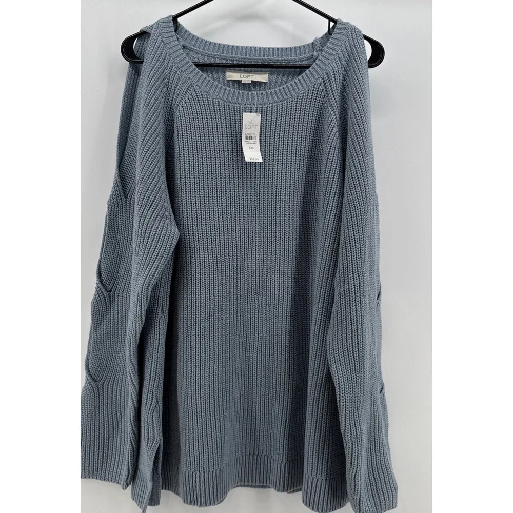 NEW Loft Womens Blue Sweater SZ XXL Open‎ Sleeves